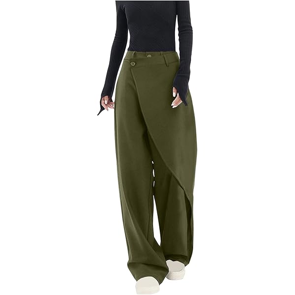 Trousers Pants for Women Asymmetrical Patchwork Design Solid Color