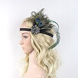 Aniwon Flapper Headband Elastic Feather Headband with Rhinestone Decoration