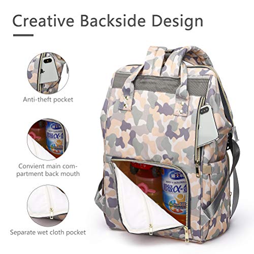 HaloVa Diaper Bag Multi-Function Waterproof Travel Backpack Nappy Bags for Baby Care, Large Capacity, Stylish and Durable, Camouflage Pink
