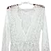 Wispun Women Sexy Deep-V Long Sleeve Lace Maxi Dresses See-through Mullet Dress (S, White)