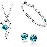 Txibikn Fashion Simple Necklace Earrings Bracelet Set Jewelry Crystal Pendant for Women Wedding Party Gift