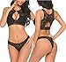ADOME Women Sexy Lingerie 2 Piece Lace Babydoll Bra and Panty Sets Mini Sleepwear