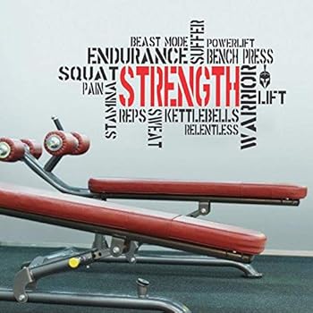 Wallency Motivational Gym Wall Decal - Fitness Words Removable Vinyl Sticker