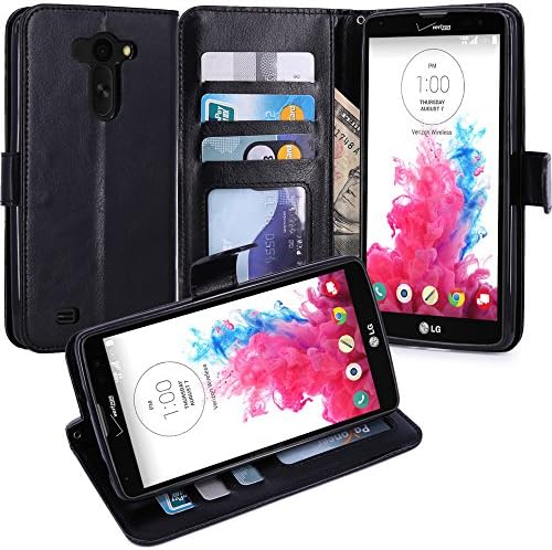 LG G Vista Case, LK [Kickstand Feature] LG G Vista Wallet Case, Luxury PU Leather Case Flip Cover Built-in Card Slots Stand For LG G Vista, Black