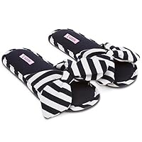 Millffy New Summer Sweet Ladies Shoes Pink Girl Home Slippers Cotton Indoor Slides Knot Stripe Slippers (Women US 7/8 or UK 5/6 or EU 38/39, Navy Blue)