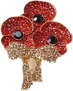 Poppies Flower Brooch Remembrance Day Badges Banquet Enamel Lapel Pins,Size 35x45mm