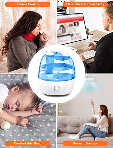 Homasy Cool Mist Humidifiers, Quiet Baby Humidifiers for Bedroom, Last Up to 25 Hours, Easy to Clean, Ultrasonic Humidifier with Precise Mist Control, Auto Shut-Off, Anti-Slip Handle