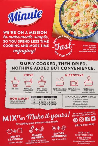 MINUTE WHITE RICE, INSTANT WHITE RICE FOR QUICK DINNER MEALS, 14-OUNCE BOX