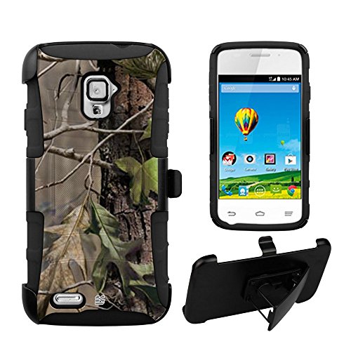 Shell Case Armor Kombo For ZTE Rapido LTE Z932L Hybrid PC Silicone Build-in Kickstand Belt Clip Holster Hunter Tree Camo