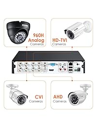 ZOSI HD-TVI grabadora de seguridad DVR HD híbrida capacidad 4 en 1 (analógico AHD TVI CVI) sistema de vigilancia, detección de movimiento, control remoto, alarma de electrónico, sin disco duro