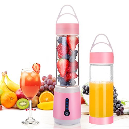 Click Here to See More Images Juicer Cup, Portable Juice Blender, Personal Size Eletric Rechargeable Mixer, 480ml Fruit Mixing Machine with USB Charger Cable for Superb Mixing (Red)