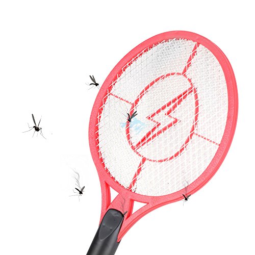 Electric Bug zapper, ALLOMN Fly Mosquito Swatter Racket with Battery Operated Unique 3-Layer Safety Mesh for Indoor Outdoor Pest Control (Red)