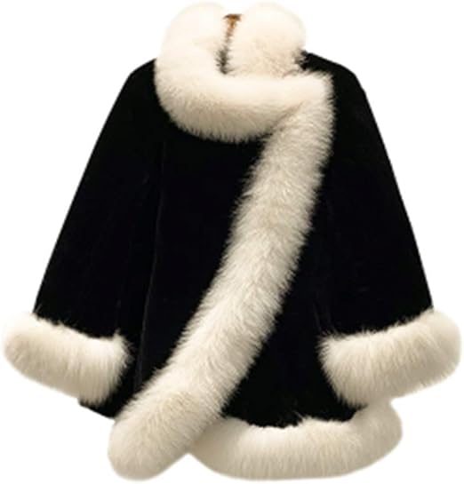 Amazon グードコ ポンチョコート レディース 毛皮 ケープコート モコモコ 裏ボア ロングコート 厚手 防寒 ジャケット フェイクファー Aライン きれいめ 暖かい 秋冬 コート ジャケット 通販