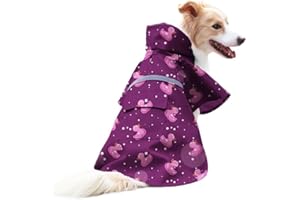 Large Dog Duck Pattern Raincoat Adjustable Pet Water Proof Clothes Lightweight Rain Jacket Poncho Hoodies with Strip Reflecti