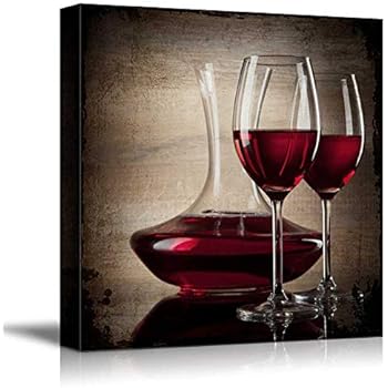 wall26 - Square Canvas Wall Art - Red Wine in Glasses - Giclee Print Gallery Wrap Modern Home Decor Ready to Hang - 16x16 inches