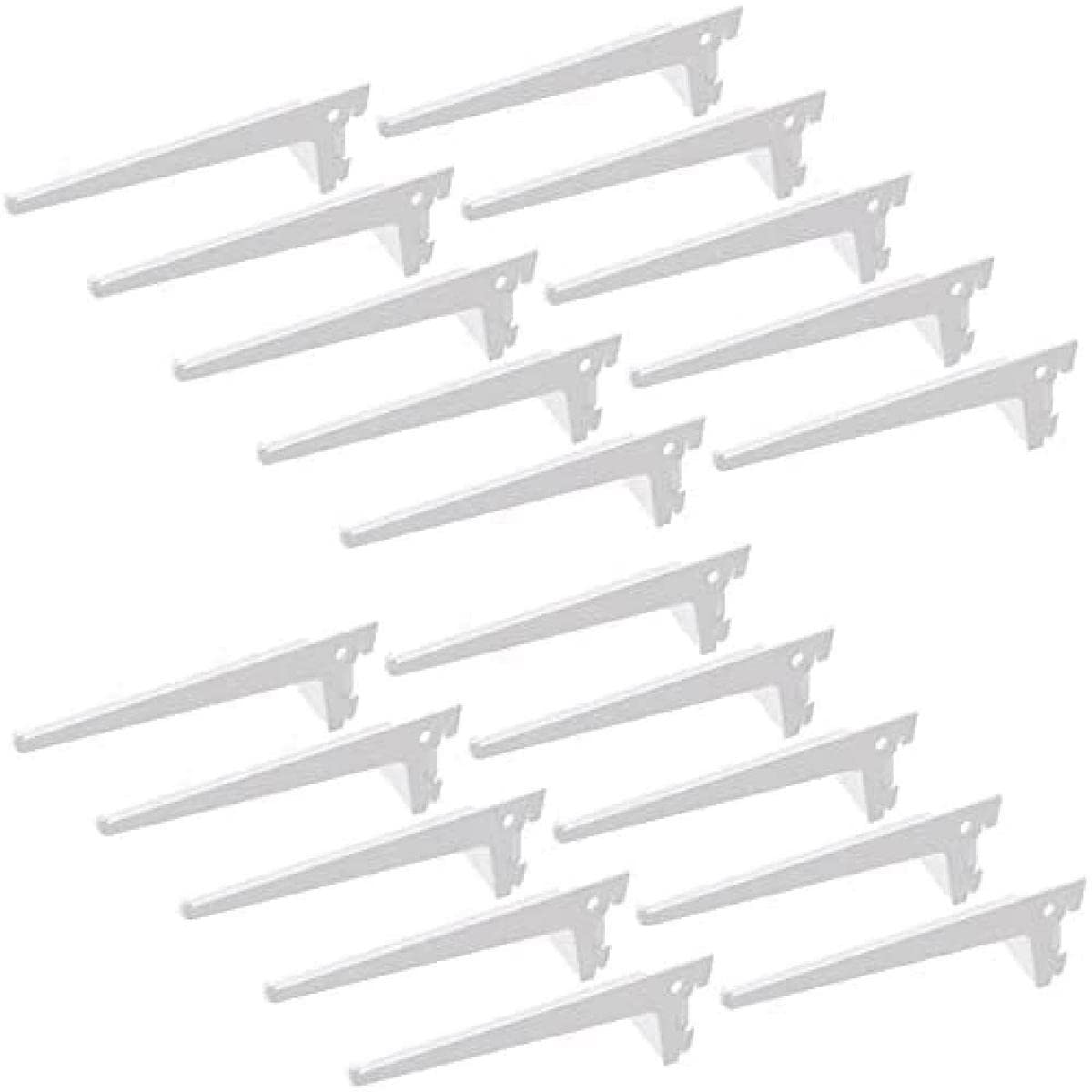 Emuca - Shelf Brackets for Single Slot Wall Rail (Grid Dimension: 50mm), White, 250mm, Set of 20 Pieces