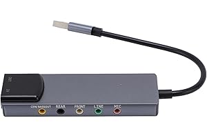 ASHATA USB External Sound Card, 5.1 Channel Optical SPDIF Audio Adapter with Noise Reduction Chip, for PC Computer to OS X Ho
