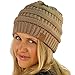 Unisex Winter Chunky Soft Stretch Cable Knit Slouch Beanie Skully Ski Hat Taupe