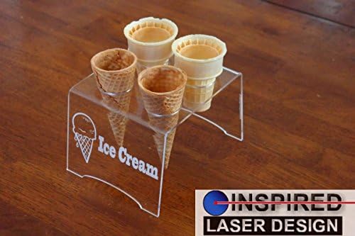 Engraved Acrylic 4 Cone Ice Cream Cone Holder Perfect for Summer