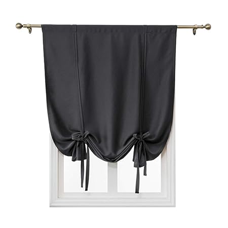 Ele Eleoption Tie Up Simple Blackout Curtain Rod Pocket Thermal
