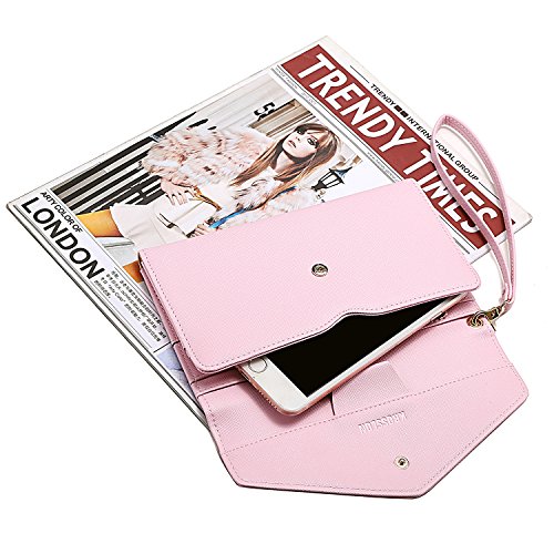 Krosslon Rfid Passport Holder Wristlet Travel Wallet Trifold Documents Organizer Slim Purse, Fit US UK CA Passport Cover Traveling Accessories for Women, Conch Shell Pink(214#) - Thumbnail 3