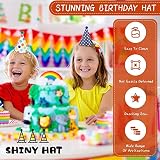Jiosdo 11pk Birthday Party Hats Cone Paper Hats with Pom Poms for Kids Adults view 5