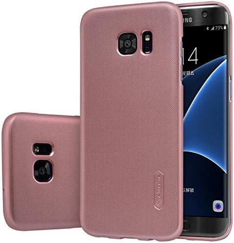 Galaxy S7 Edge Case , Lwang Nillkin Frosted Shield Matte Plastic Slim Case Cover Shell Samsung Galaxy S7 Edge Case (With Screen Protector) (frosted rose gold)