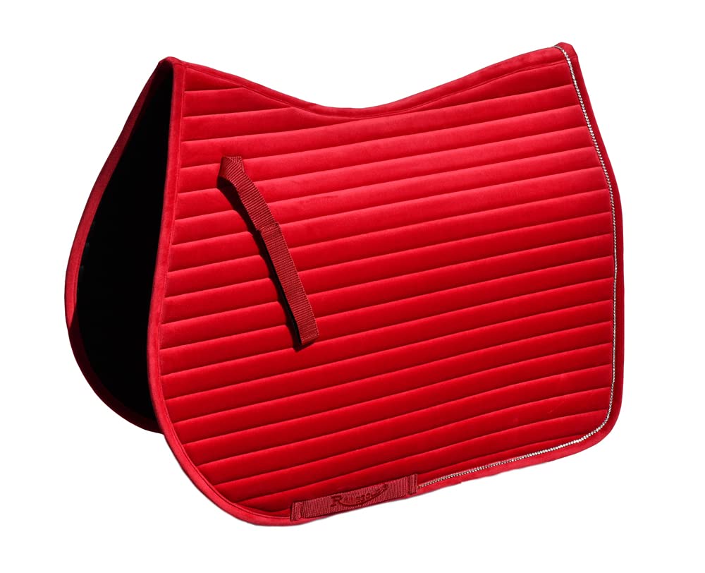 Rhinegold Diamante Channel Quilt GP Saddle Pad-Cob-Rose Red