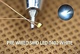 Evemodel C0402W 20pcs Pre-soldered micro 0.1mm Copper Wired WHITE SMD Led 0402 NEW