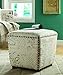 Upholstered Ottoman with Nailhead Trim Off White 501108
