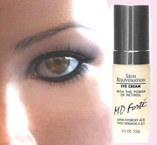 M.D. FORTE Skin Rejuvenation EYE Cream 0.5 oz / 15 ML with Glycolic Acid + Retinol, by Allergan.