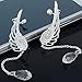 YSTD 1Pair Angel Wing Silver Crystal Chain Drop Dangle Ear Cuff Stud Clip Earrings (Ear stud)