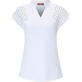Felisou Womens V Neck Golf Polo Shirts Short Sleeve Sport Shirt Workout Tops