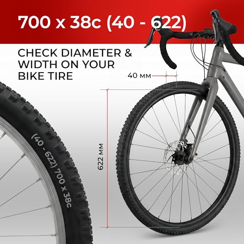 Fincci Pair of Gravel Tyres 700 x 38c (40-622) ETRTO – Ultra Light 450 g – 2 Schrader Valve Tubes Included – Nylon Puncture Protection – Ideal for Road, Hybrid and Electric Bike