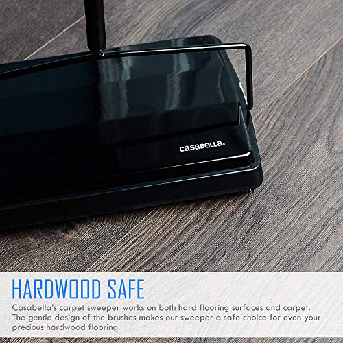 Casabella Carpet Sweeper 11" Electrostatic Floor Cleaner Black