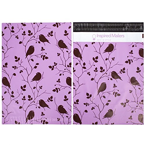 Poly Mailers 10x13 - Purple Birds in Trees - Premium Unpadded Shipping Envelopes - Pack of 100 - Thumbnail 3