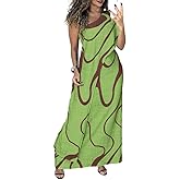 CHICME Abstract Print One Shoulder 2026 Maxi Dress for Women Faux Two Piece Side Slit Casual Chic Summer Dress