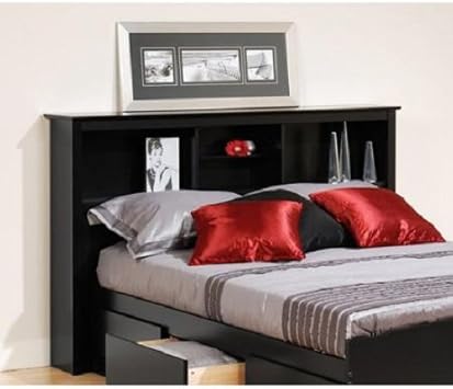 Amazon Com Brisbane Full Queen Storage Wood Headboard Black