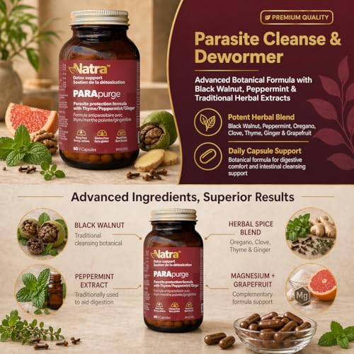 Parasite Cleanse for Humans, Adults Dewormer, Black Walnut Clove, Natra PARApurge
