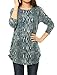 Allegra K Women's Printed Round Neck Long Sleeves Loose Tunic Knitted Top Gray M (US 10)