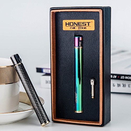 Navpeak Long Strip Refillable Butane Gas Cigarette Lighter Wheel Fire Starter for Men&Women (Multicolor)