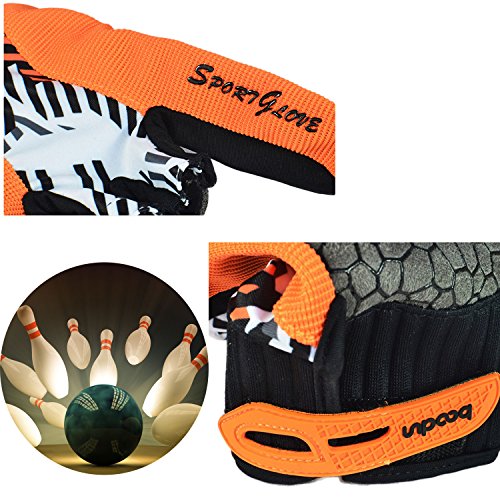 Jelinda New Style Bowling Gloves Professional Silicone Anti-skid Wrist Support Left and Right Hand Bowling Gloves for Men and Women(1 Pair) (Orange-M)