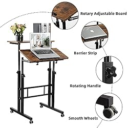 Hadulcet Stand Up Desk, Rolling Laptop