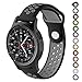 Meifox Compatible with Gear S3 Bands,Soft Silicone Replacement Band for Samsung Gear S3 Frontier/Classic Smart Watch,Also for Huawei Watch 2 Classic Smartwatch(22mm) (Black-Gray, L)