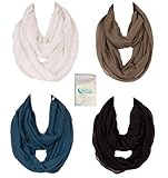 Gellwhu 4-Pack Women Soft Warm Fashion Ring Circle Loop Infinity Scarves Solid