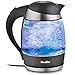 Mueller Austria Electric Kettle Water Heater with SpeedBoil Tech, Glass Tea, Coffee Pot 1.8 Liter Cordless with LED Light, Borosilicate BPA-Free with Auto Shut-Off and Boil-Dry Protection, 1.8L, Black