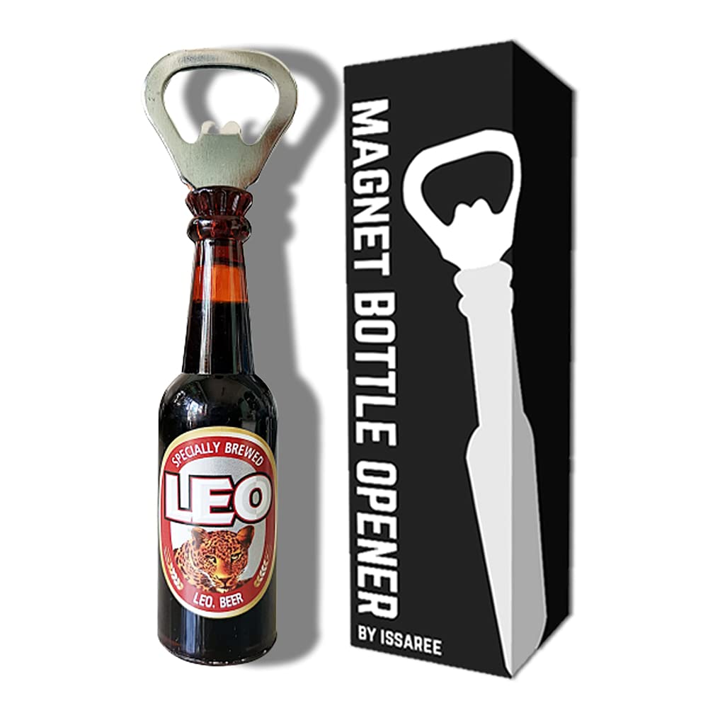 Magnetic Beer Bottle Opener Figure Beer Bottle Bar Refrigerator Decor Unique Birthday Gifts Collection (Leo Beer)