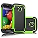 Motorola Moto E Case, Moto E 1st Gen Case, Tekcoo(TM) [Tmajor Series] [Green/Black] Shock Absorbing Hybrid Rubber Grip Plastic Impact Defender Rugged Slim Hard Case Cover Shell for Moto E 2014