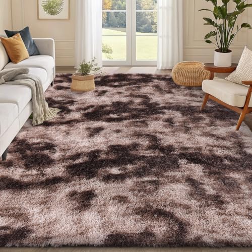 smiry Hochflor Teppich Wohnzimmer, Waschbar Anti-Rutsch Moderner Flauschiger Kuscheliger Teppich für Wohnzimmer Deko, Schlafzimmer, Kinderzimmer, 120 