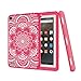 Hocase Fire 7 Case - Hybrid Rugged Shock Proof Protective Cover Case For Amazon Fire 7 Inch Tablet (5th Generation - 2015 release Only) - Hot Pink Flower / Grey